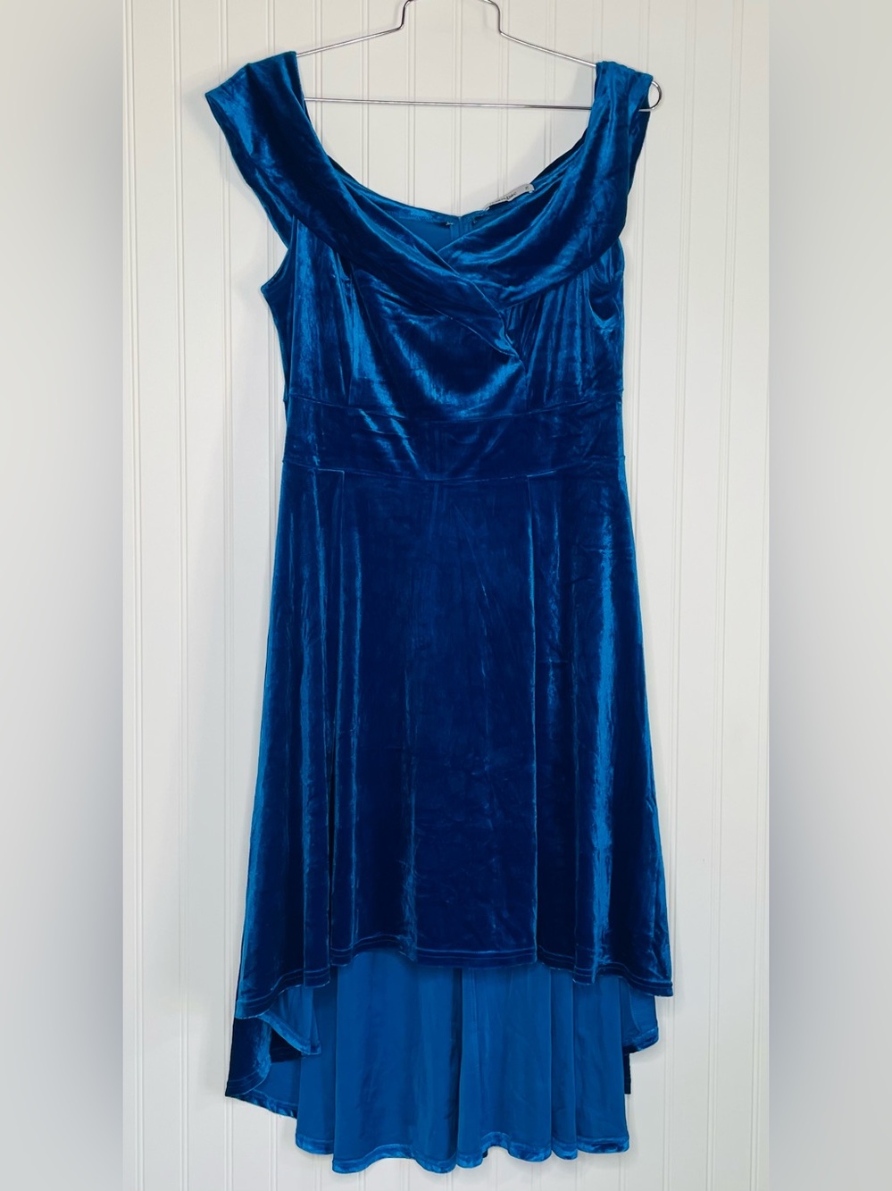 Jasambac Velvet Off The Shoulder Hi Low Dress - Picture 2 of 8